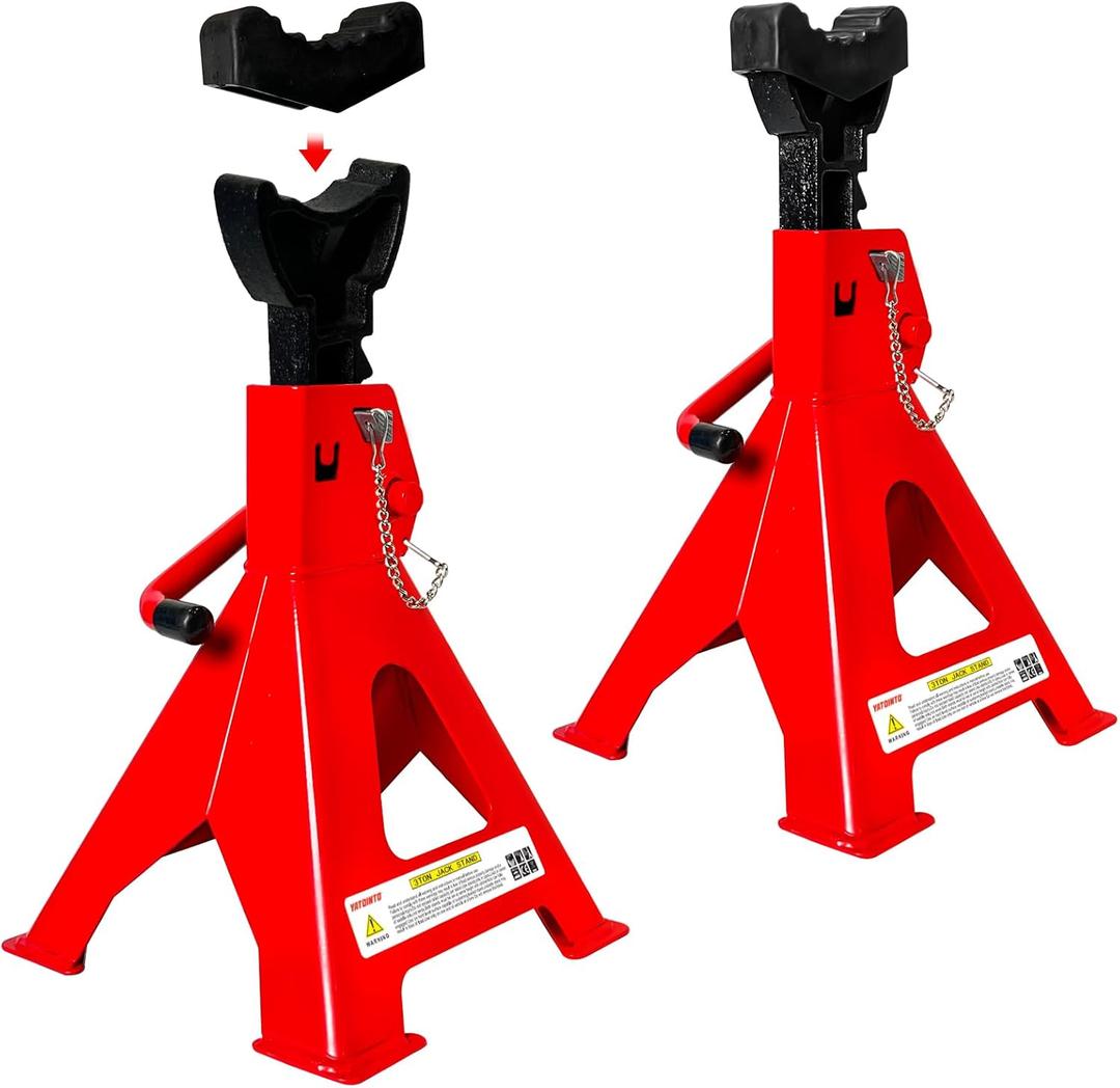 YATOINTO Jack Stands 3 Ton (6,600 LBs), 11.22"-16.54" Adjustable with Double Pin Locking for Reinforced Safety. Car Jack Stand with Extra Rubber Pads for Trucks, Home,Garage,Lifting,1 Pair Red