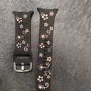 Flower Engraved Band Compatible for Samsung Galaxy Watch 8 Band 40mm 44mm/Watch 8 Classic 46mm Women,No Gap Silicone Cute Floral Strap Wristband Two-Tone Correa for Samsung Watch 8 Bands 40 44 mm (01-black pinksand)