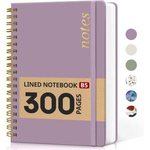 Lined Spiral Notebook Journal for Work, 300 Pages Thick B5 (7.1"x10") College Ruled Journal for Women & Writing, Hardcover Notebook for Note Taking, Perfect for Office Home School Supplies, Purple (C-Purple)