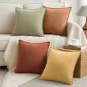 ZWJD Throw Pillow Covers 18x18 Set of 4 Chenille Pillow Covers with Elegant Design Soft and Luxurious Decorative Throw Pillows for Couch, Bed, and Home Decor (C02)