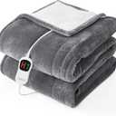 Electric Heated Blanket Twin - 62"x84" Heating Bed Blankets Throw with 10 Heating Levels 8 Hours Auto Off Fast Heating Over-Heated Protection Ultra Soft Warm Flannel ETL Certified Grey