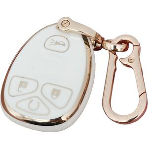 for Chevrolet Key Fob Cover Fit for Chevy Suburban Tahoe Traverse Buick Enclave Cadillac Escalade GMC Yukon (White 4-button)