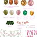 Wild One Birthday Decorations Party Supplies for Girl, Pink Bows Decorations,First Birthday Girl Decor, Jungle Animal Baby Shower Safari 1st Supplies Palm Leaf Balloon Kit