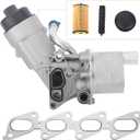 Engine Oil Cooler Filter Housing Assembly Adapter with Exhaust Manifold Gasket, Compatible with Chevy Buick Vehicle 2011-2015 Cruze, 2012-2020 Sonic, 2013-2021 Trax, 2013-2021 Encore, Replace#55566784