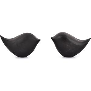 2 x Statues Modern Wooden Bird Dcor Set Handcrafted Acacia Wood Bird Statues (Set of 2) Natural Decorative Ornaments for Table, Shelf, or Entryway (3.5'' X 2'' X 2.25'')
