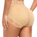 DERCA Butt Lifting Panties Padded Underwear for Women Booty Pads Butt Enhancer Lace Shapewear Panty (#D115 Beige-cp4,Small)