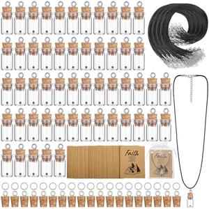 Teenyyou Mustard Seed Faith Necklace Christian Gifts for Woman DIY 0.5ml Mini Glass Jars Craft Necklace with Christian Faith Cards Bulk Favors, Without Mustard Seed(Classic,100 Pack)