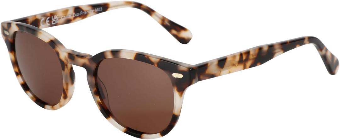 ZENOTTIC Women Sunglasses Polarized Trendy: Retro Round Sun Glasses UV Protection - Classic Designer Shades Unisex (White Demi)