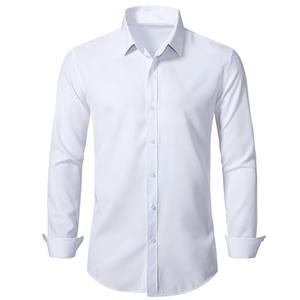 BEILU Stretch Mens Slim Fit Dress Shirts Formal Long Sleeve Button Down Shirts White Small