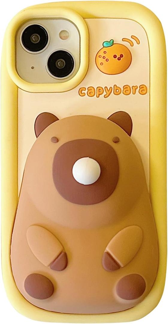 Case for iPhone 17 Pro Max,Cute 3D Kawaii Phone Cases Funny Capybara Blowing Bubbles Cartoon Cover Soft Silicone Gel Drop Protection Case Women Girls for iPhone 17 Pro Max