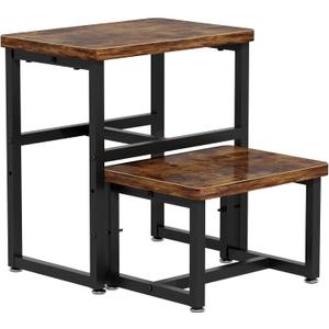 Toddler 2 Step Stool, Kids Wooden 2 Step Stools for Bathroom, Kitchen, Bedroom and Living Room, Heavy Duty Tall Stepping Stool for High Beds and Toilet up to 450-LBS