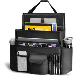 Elantrip Car Front Seat Organizer, Back Seat Storage with Adjustable Straps Truck Seat Organizers for Delivery Drive, Office File, Passenger Seat (Black)