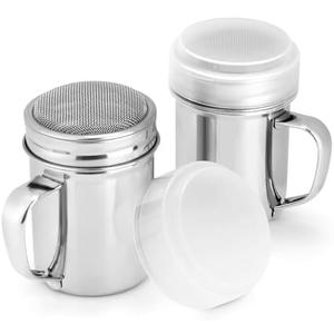 Accmor 2 Pack Powdered Sugar Shaker Duster, Cinnamon Shaker Flour Sifter, Fine Mesh Stainless Steel Dredge for Baking Soda Flour Cinnamon Cocoa