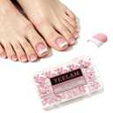 2 x Press On Toenails French Tip 120Pcs Soft Gel Toe Nail Press Ons, Sharp Square Matte Berry Pink Fake Toenails, 15 Sizes Everyday Wear Toe Nail Tips for DIY Pedicure