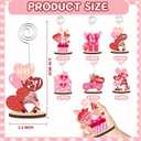 12 Pcs Valentine's Day Wood Place Card Holders Valentine's Day Decorations for Table, Photo Holders Sign Messages Cards Stand Display for Wedding Valentines Day Party Table Decor