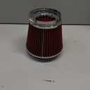 Universal Clamp-On Air Intake Filter, High Flow Closed-Top Cool Air Filter Cleaner, 76 89 102MM Performance Round Tapered Cone Air Filters, Washable Replacement Filter for Car Truck (Red)