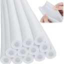 Amylove 12 Pcs 3.3 Feet Foam Pipe Insulation Foam Tube Insulating Water Pipe Pool Swim Noodles Pre Slit Heat Preservation Pipes Covers for Tubing Outdoor Winter Freeze Protection(White,1/2 Inch)