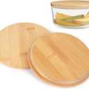 Wooden Replacement Lids Compatible with Anchor Hocking Glass Containers, 4-Cup Round, 2 Pack, Anchor Hocking Replacement Lids, Reusable Covers for Anchor Glass Food Storage, Containers Sold Separately