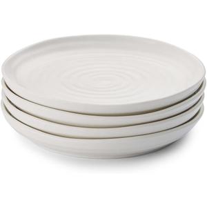 Portmeirion Sophie Conran Coupe Dessert Plates | Set of 4 | Elegant Porcelain Serving Plates | Appetizer or Salad Plates | Microwave, Oven, and Dishwasher Safe | White | 6.5