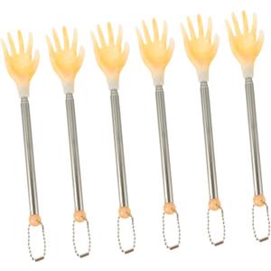 6pcs Extendable Back Scratcher Set Lightweight Comfortable Telescopic Rod Scratchers for Anywhere (Yellow)