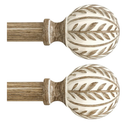 QDWIS 2 Pack Boho Wood Curtain Rods for Windows 48 to 84 inch,1" Adjustable Heavy Duty Window Curtain Rod with Imitation Wood Grain Finials,Rustic Decorative Drapery Rods Set 3688'',Weathered Wood