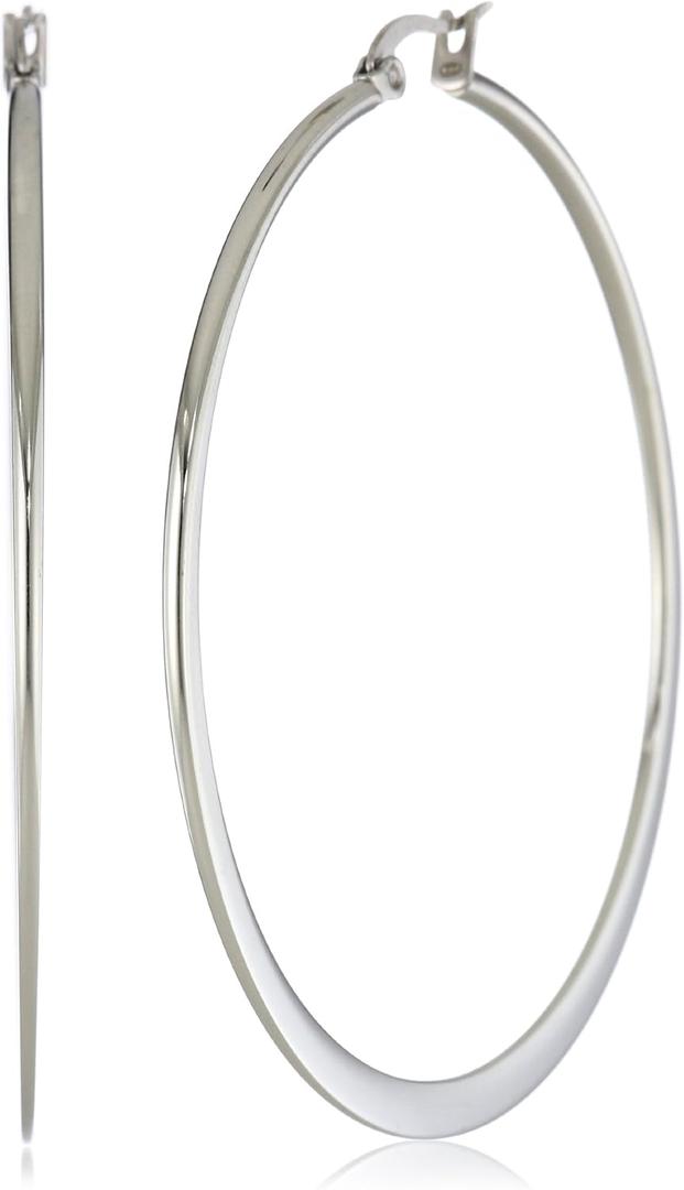 Amazon Essentials Gold Plated or Stainless Steel Flattened Hoop Earrings