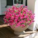 HyeFlora Artificial Flowers for Outdoors Fake Plants Outside Decoration, 12 Bundles Faux Fuchsia Morning Glory UV Resistant Look Real Silk Flowers for Outside Planter Front Door Porch Patio Yard Urn