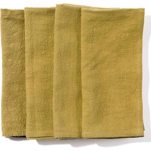 Caldo Linen Dinner Napkins - Rustic- Soft and Durable Cloth- Washable and Reusable - 4 Pack - 20x20 inch (Mustard)