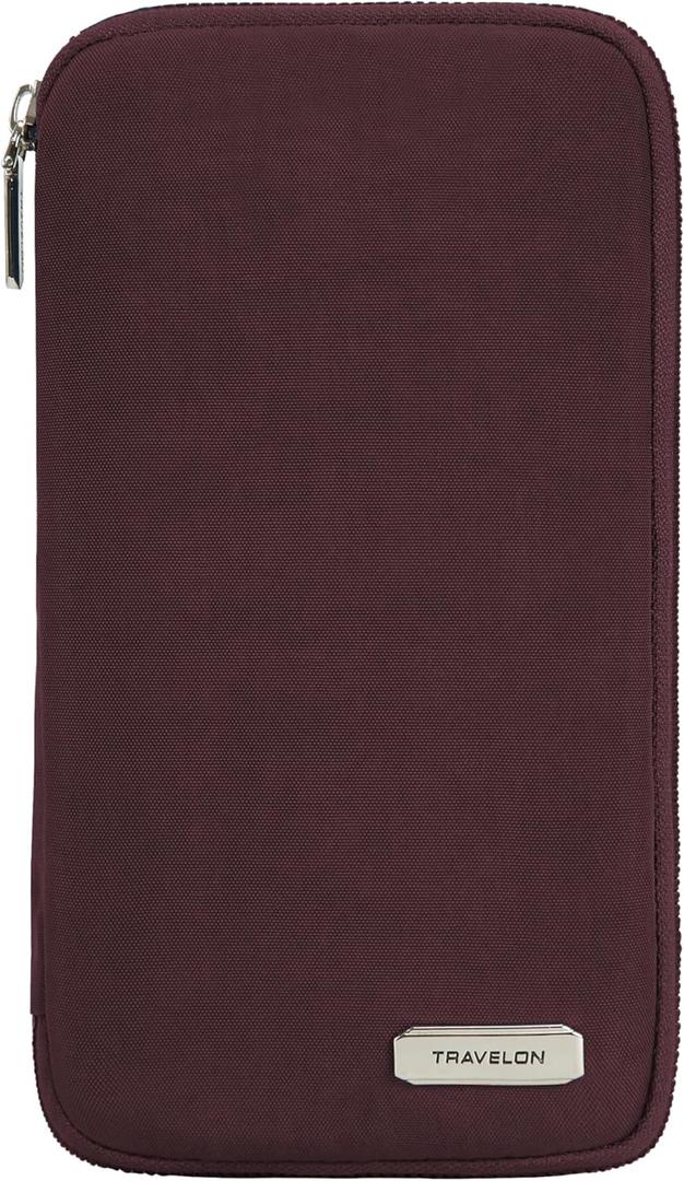 Travelon RFID Blocking Family Passport Wallet (4.75W x 8.25H x 0.75D, Dark Bordeaux)