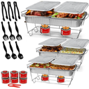 Large Full Size 33-Pcs Disposable Chaffing Buffet with-Covers, Utensils, Fuel Cans – Premium Chafing Dish Set for Events, Parties, Catering