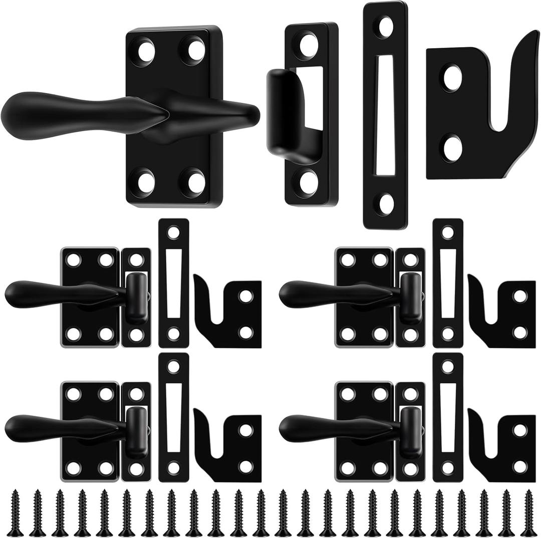 Hicarer 4 Pack Casement Window Lock 1-7/8 Inch Zinc Alloy Window Sash Lock Latch Replacement for Home Casement Windows (Matte Black)