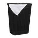 Mind Reader 60L Slim Laundry Hamper, Clothes Basket, Lid, Linen Design, Plastic, Black