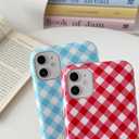 Longlayss for iPhone 11 Case Lattice Plaid Checkered Gingham Phone Case Cute Aesthetic Pattern Soft TPU Shockproof Phone Cover for Women Girls (Blue)