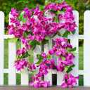 2PCS Bougainvillea Artificial Hanging Flowers Plants for Outdoors Outside Spring Decoration, Faux Silk Flowers Fake Vines UV Resistant Look Real Realistic for Front Door Porch Planter Balcony, Fuchsia