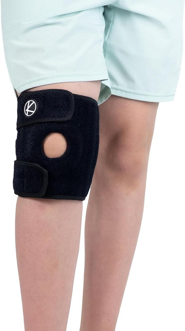 KARM Kids Knee Brace - Osgood Schlatter Knee Brace Youth for Kids, Sports, Pain, Arthritis, Patella, Meniscus Tear, MCL, ACL - Adjustable Compression Support for Child, Boys & Girls (Black) (One Size)