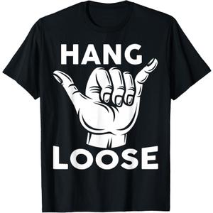 Hang Loose, Hawaii Pineapple Tiki Hawaiian T-Shirt (Blue, S)