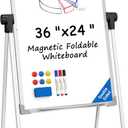 MaxGear Easel Whiteboard with Stand, 36" x 24" Double-Sided Dry Erase Board Flip Chart, Height Adjustable,Foldable, Portable for Home Office Classroom Teaching