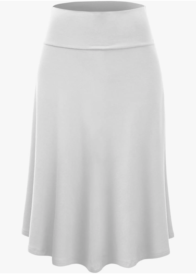 Lock and Love Women's Solid Ombre Lightweight Flare Midi Pull On Closure Skirt L