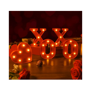 EDYCON 5Packs Valentine's Day Letter Lights Sign Table Decorations LED Light up Letters Battery Powered Letter for Home Party Bedroom Tabletop Fireplace Indoor Decor(XOXO Heart)