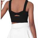 WDIRARA Girl's Twist Back Sports Bras Backless Tank Top Workout Sports Shirts for Gym Black Plain, 8Y