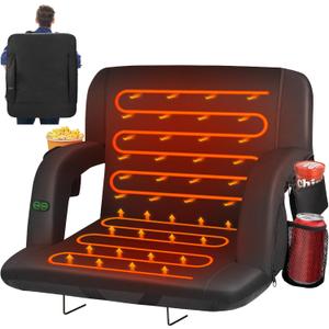 HOPERAN Dual-Sided Heated Stadium Seats for Bleachers with Back Support, 3 Levels Heating Stadium Seating for Bleachers Seat with Backrest, 5 Pockets Portable Stadium Chair for Outdoor (25", Black)