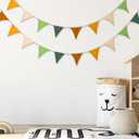 Oudain 2 Pcs Pennant Banner Flags Nursery Garland Triangle Bunting Flags Playroom Wall Decor Banner for Nursery Baby Shower Birthday Boho Wedding Party Event, Each 7.75 ft(Retro Forest Color)