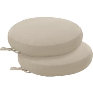 Round Outdoor Chair Cushions Set of 2, 15" x 15" Waterproof Patio Furniture Cushions with Removable, Machine-Washable, Fade-Resistant Covers  Cream