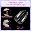 outopen 336pcs Medium Almond Nail Tips Thicken Clear Almond Shape Nail Tips for Polygel Acrylic Extension Full Cover Fake Nail Press On Tips for Beginners DIY Manicure,14 Sizes