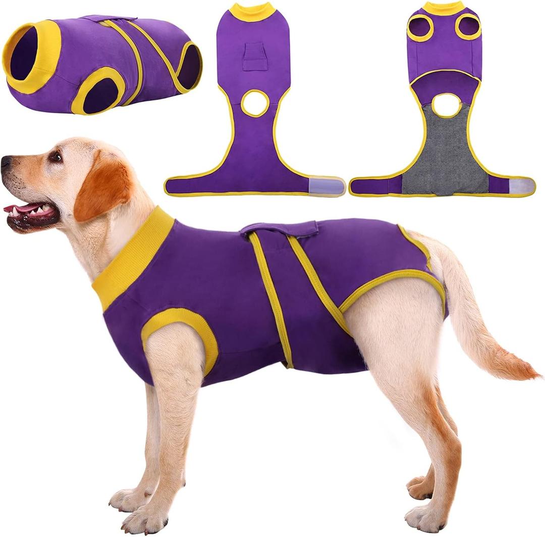 Kuoser Recovery Suit for Dogs Cats After Surgery, Professional Pet Recovery Shirt Dog Abdominal Wounds Bandages, Substitute E-Collar & Cone,Prevent Licking Dog Onesies Pet Surgery Recovery Suit (X-large (Back:20.1-24.8'', Weight:42-75 Lb))
