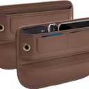 Premium Leather Seat Gap Filler Organizer, Universal Fit Car Accessories for Women/Men Interior, Center Console Organizer With Card Slots for SUV Truck (Brown, 2 Pack)