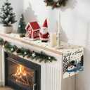 Artscope Snowman Christmas Tree Table Runner, Let It Snow Xmas Winter Snowflakes Holiday Kitchen Dining Table Decoration for Christmas Home Party Decor 13x90 Inch-Blue