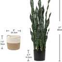 2 Set Large Fake Snake Plant Black Coral 35.8 Inch Sansevieria Plant Artificial Snake Plants in Pots with Woven Basket Faux Mother In Law Tongue Plant - 30 Leaves for Indoor Outdoor Home Office Decor