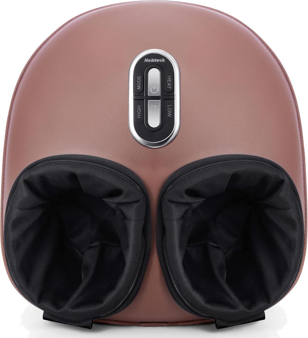 Nekteck Shiatsu Foot Massager Machine with Soothing Heat, FSA Eligible Air Compression Deep Kneading Therapy, Improve Blood Circulation and Foot Wellness, Relax for Home Office Use, HSA Eligible (Brown)