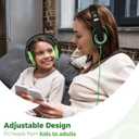 rockpapa Comfort Kids Headphones for School, Lightweight Foldable Portable Childs Boys Girls Teens Headphones Wired 3.5mm with 4.9ft Cord for Travel Airplane Tablet Phone Pad Laptop Black/Green